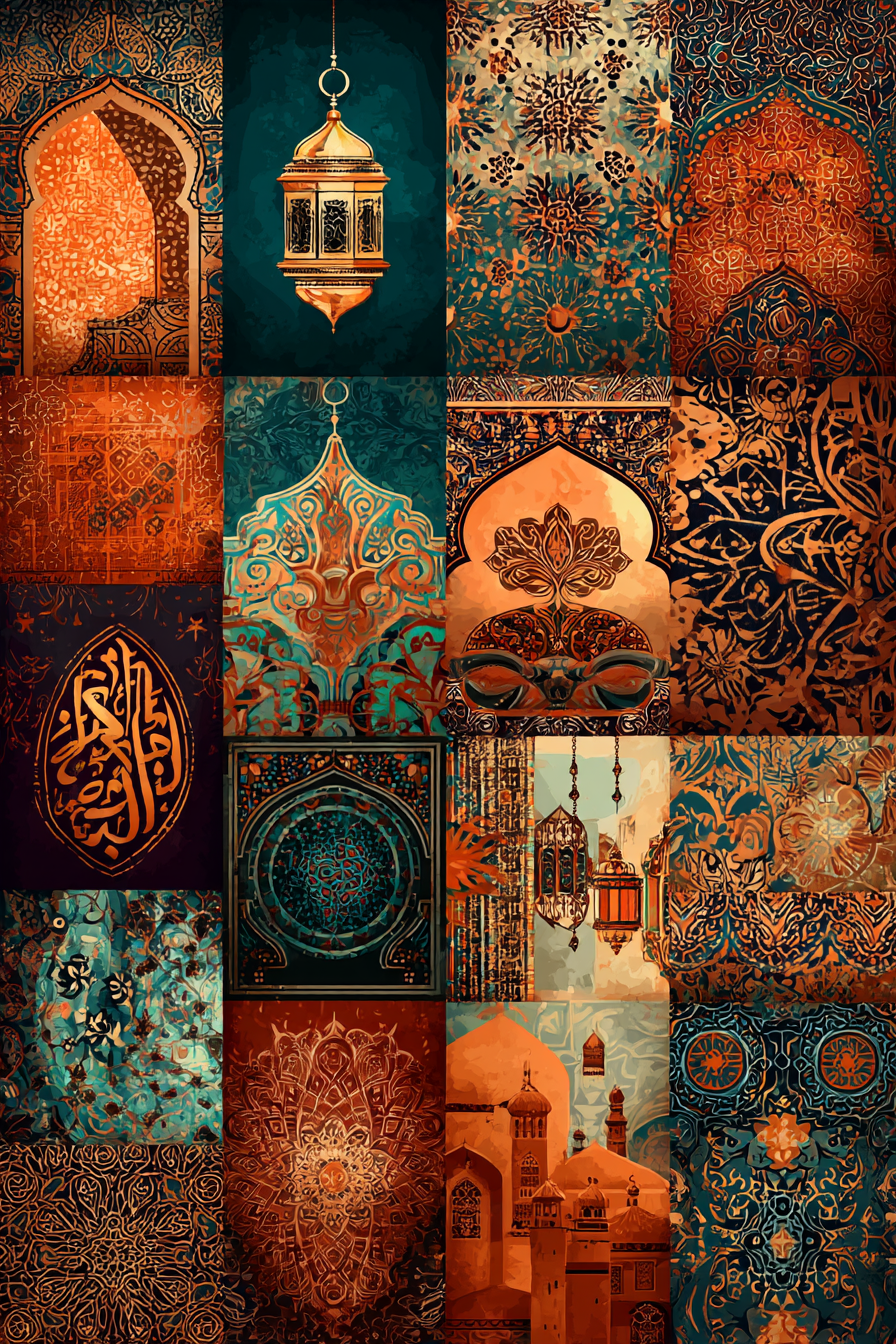 Islamische Kunst Architektur Collage Muster Geometrisch Laternen | Orientalisch | Einrichtungsstile
