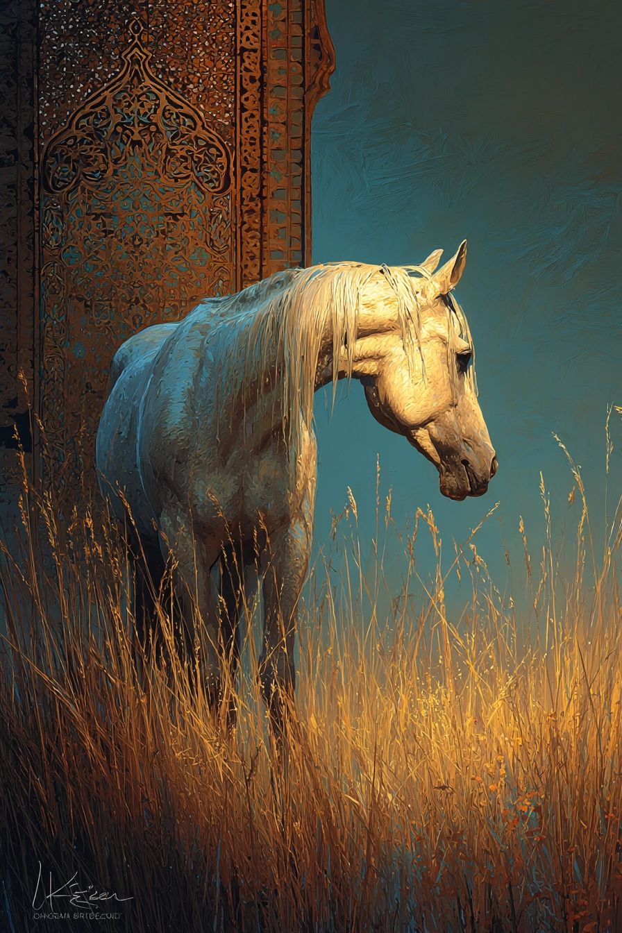 Schoener Pferd Im Feld Mit Dekorativen Designs | Orientalisch | Einrichtungsstile