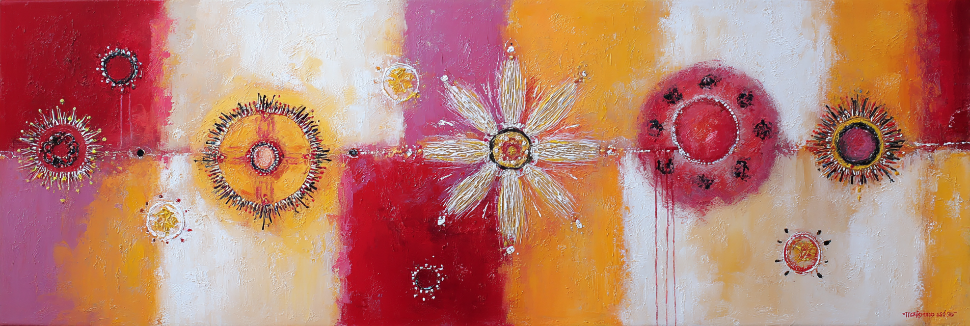 Abstracte Malerei Vibrante Farben Kreis Und Blumenformen | Orientalisch | Einrichtungsstile