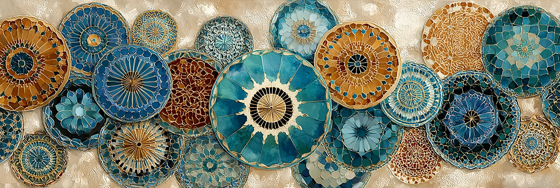 Dekorative Anordnung Von Kreisfoermigen Tellern Oder Fliesen Mit Mosaikdesigns | Orientalisch | Einrichtungsstile
