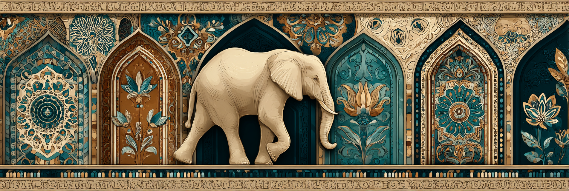 Elefant Mit Em Architektur Und Flora Muster Artwork | Orientalisch | Einrichtungsstile