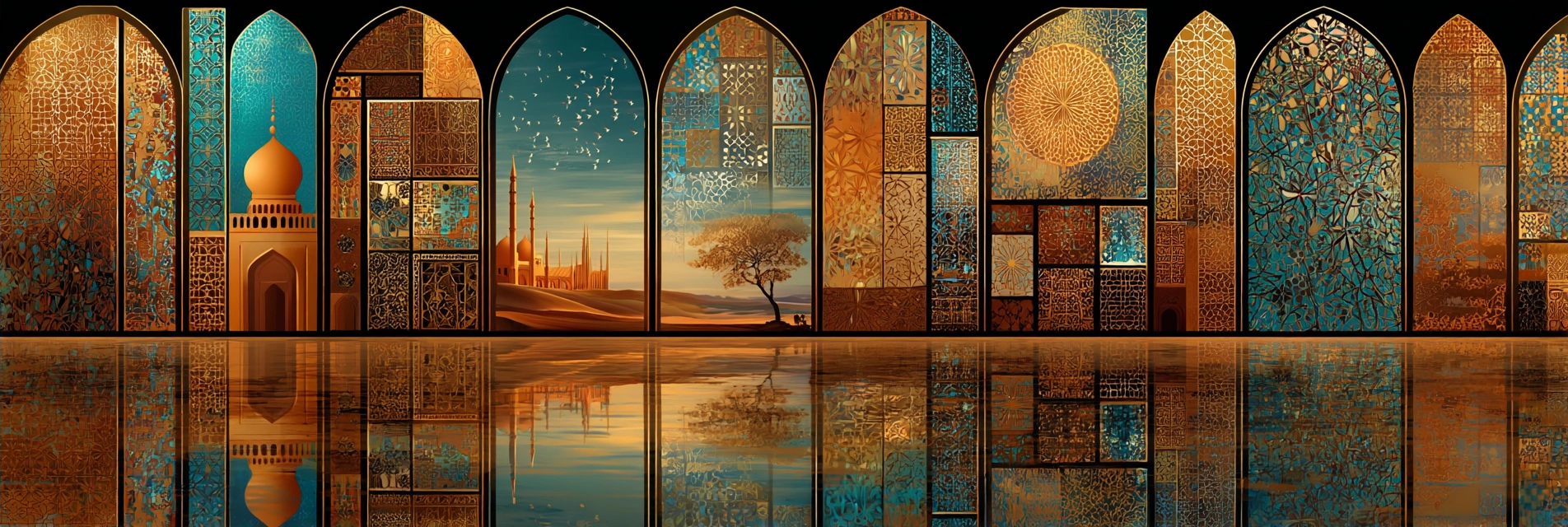 Intrikate Architektonische Elemente Islamische Kunst Reflexion Minarette Landschaft | Orientalisch | Einrichtungsstile