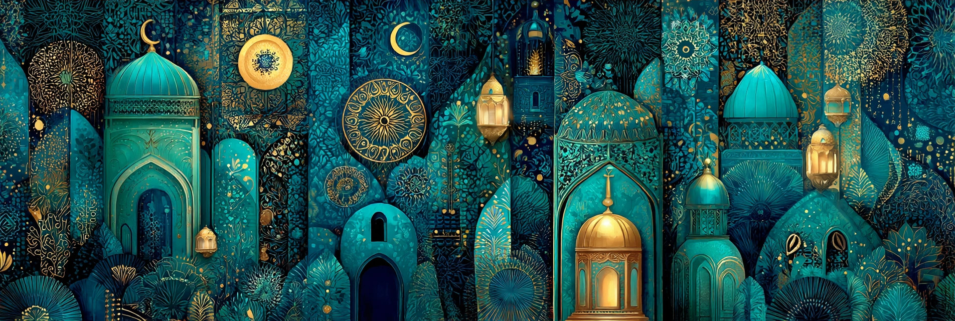 Islamische Architektur Muster Tuerkise Goldene Ornamente | Orientalisch | Einrichtungsstile