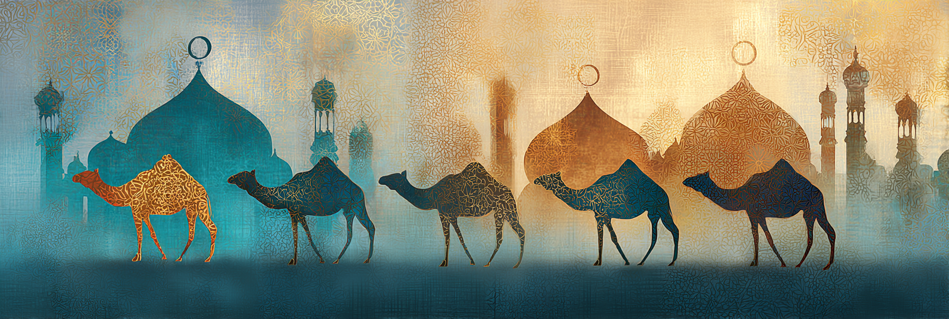 Kamels Und Architektur Moscheen Gold Blau Kultur Design | Orientalisch | Einrichtungsstile