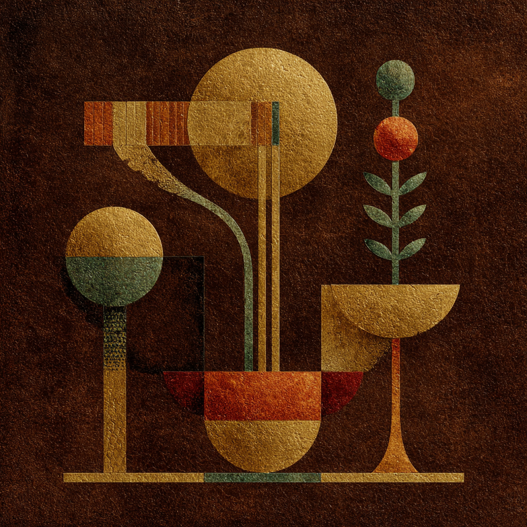 Abstrakte Kunst Geometrische Formen Botanische Elemente Modern Aesthetik | Orientalisch | Einrichtungsstile