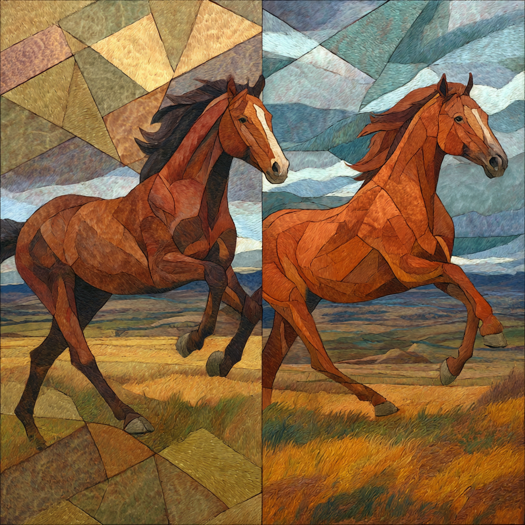 Pferd In Bewegung Geometrischer Stil Kunstwerk | Orientalisch | Einrichtungsstile