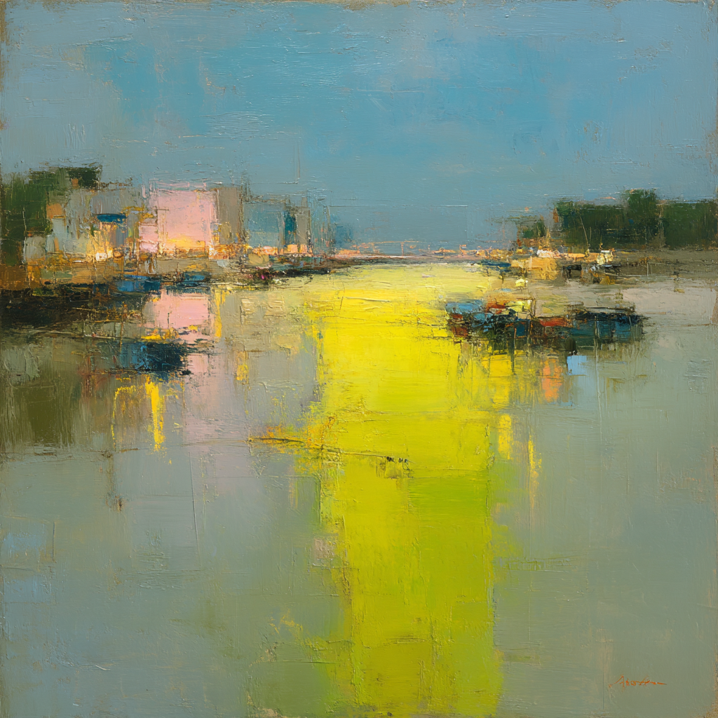 Ruhiger Fluss Impressionistische Malerei Mit Reflexionen | Orientalisch | Einrichtungsstile