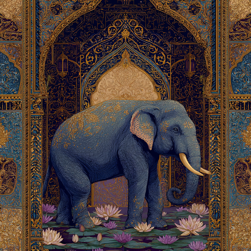 Stilisiertes Eichhorn Mit Reichem Hintergrund Wasserlilien Vibrante Farben | Orientalisch | Einrichtungsstile