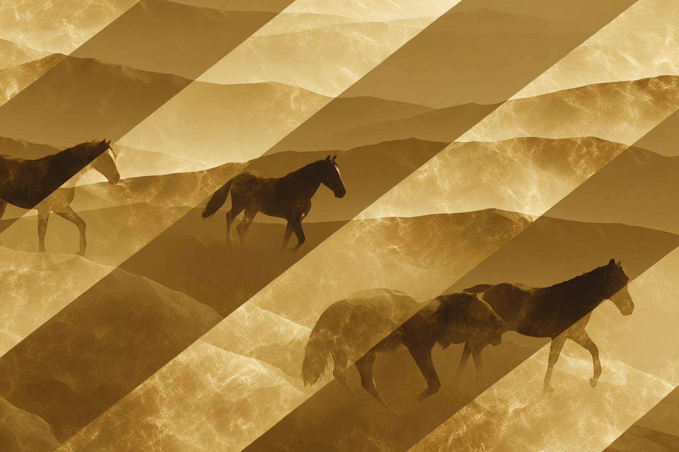 Pferde Silhouetten Kunst Voltaik Hintergrund Gold Braun | Orientalisch | Einrichtungsstile