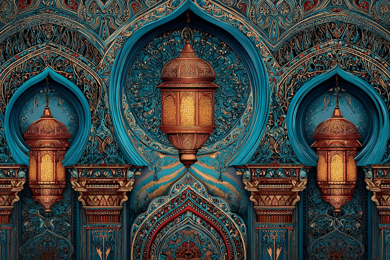 Traditionelle Islamische Architektur Ornamentale Details Blaue Goldene Farben | Orientalisch | Einrichtungsstile