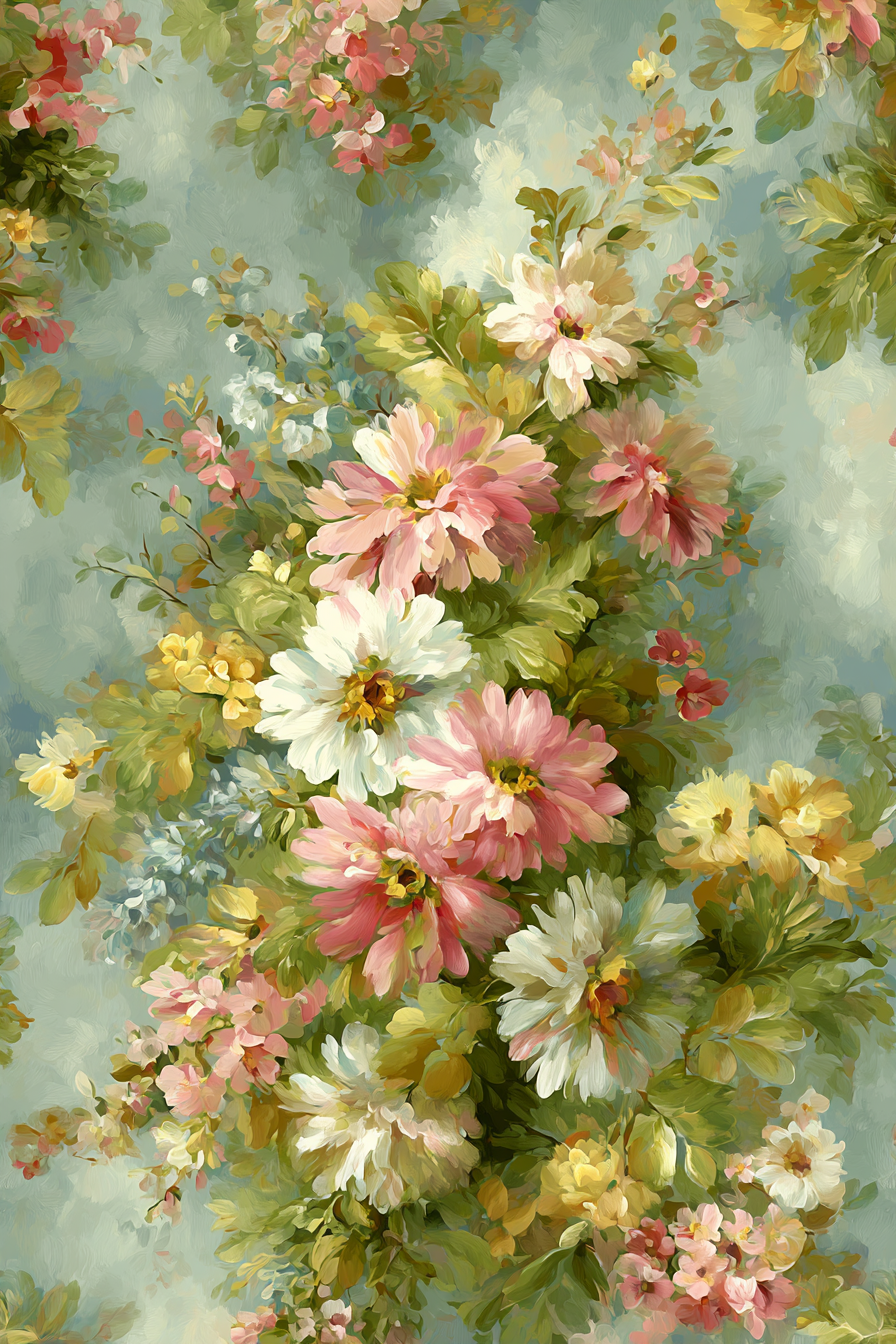 Blumen Muster Buntes Blumenmuster Blau Hintergrund | Romantisch und Landhaus | Einrichtungsstile