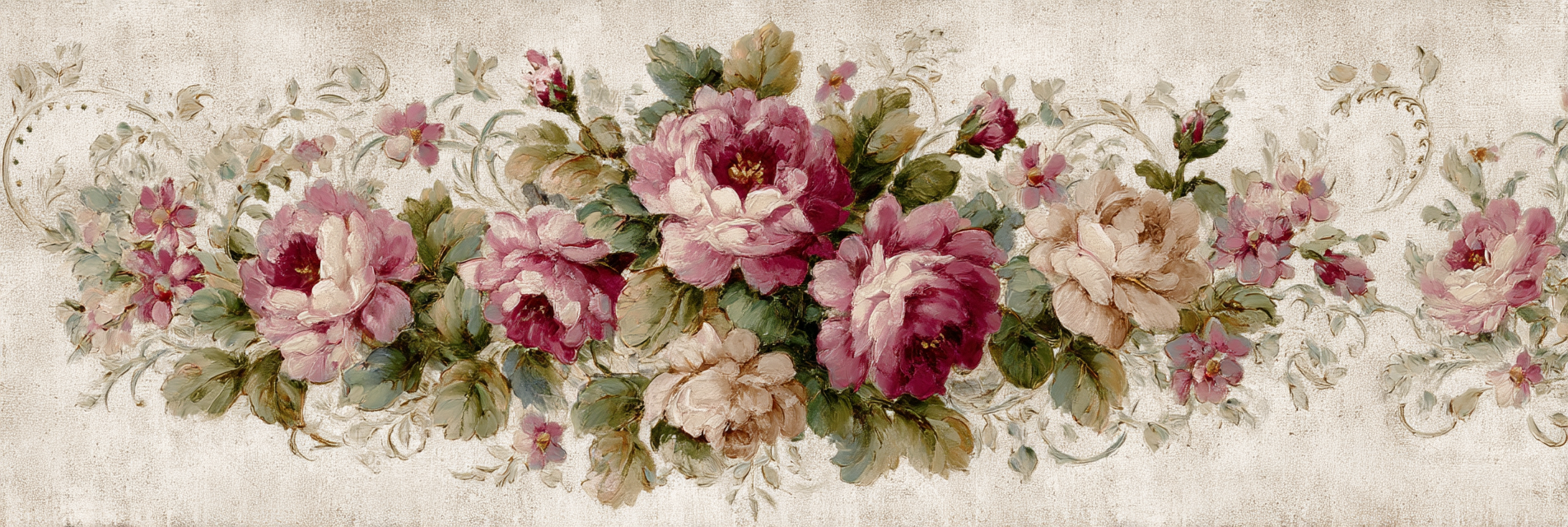 Dekoratives Florales Muster Mit Rosen Und Blumen Auf Texturiertem Hintergrund | Romantisch und Landhaus | Einrichtungsstile