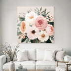 Blumige Anordnung Mit Rosen Auf Leinwand Textur