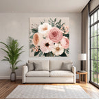 Blumige Anordnung Mit Rosen Auf Leinwand Textur