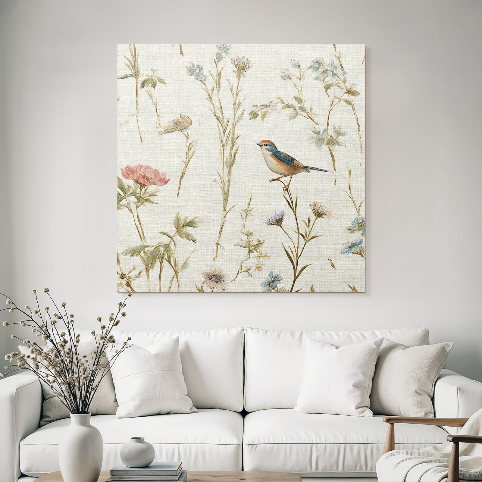 Botanische Illustration Blumen Voegel