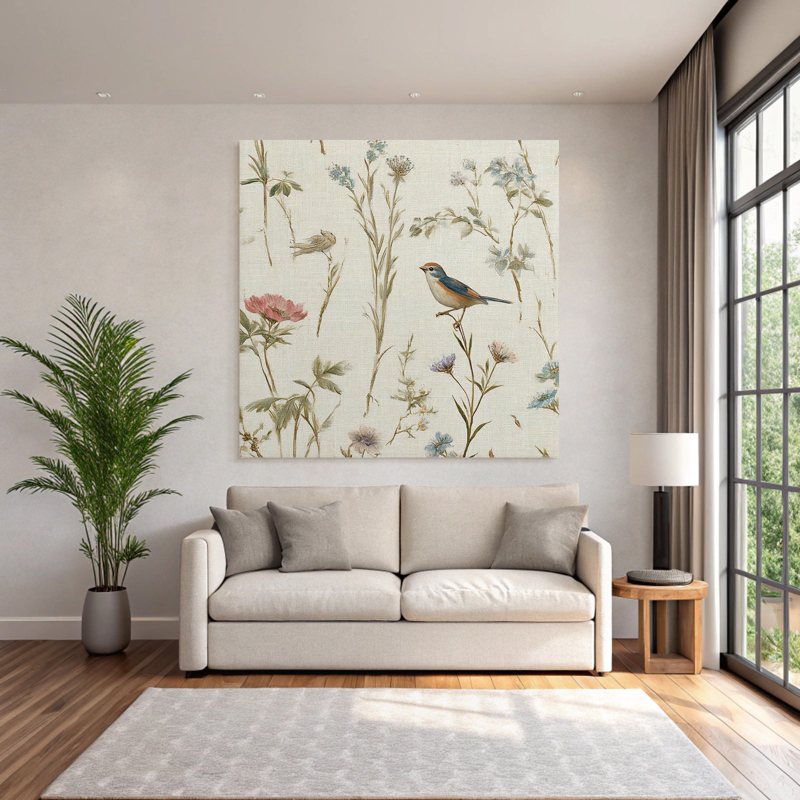 Botanische Illustration Blumen Voegel