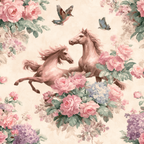 Pferde Blumen Voegel Illustration Dekoration | Romantisch und Landhaus | Einrichtungsstile