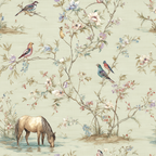 Voegel Und Blumen Pferd Am Wasser Illustration | Romantisch und Landhaus | Einrichtungsstile