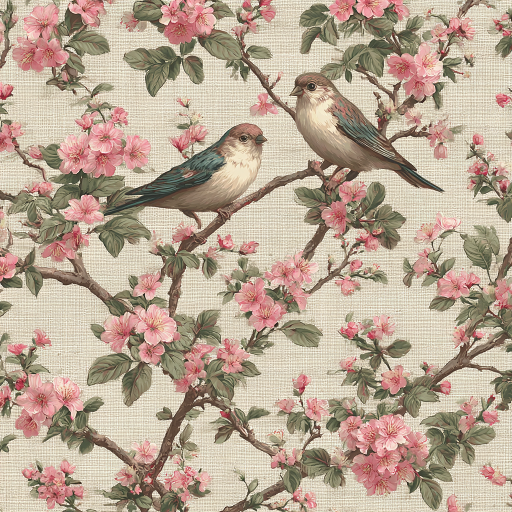 Vogel Bluetenmuster | Romantisch und Landhaus | Einrichtungsstile