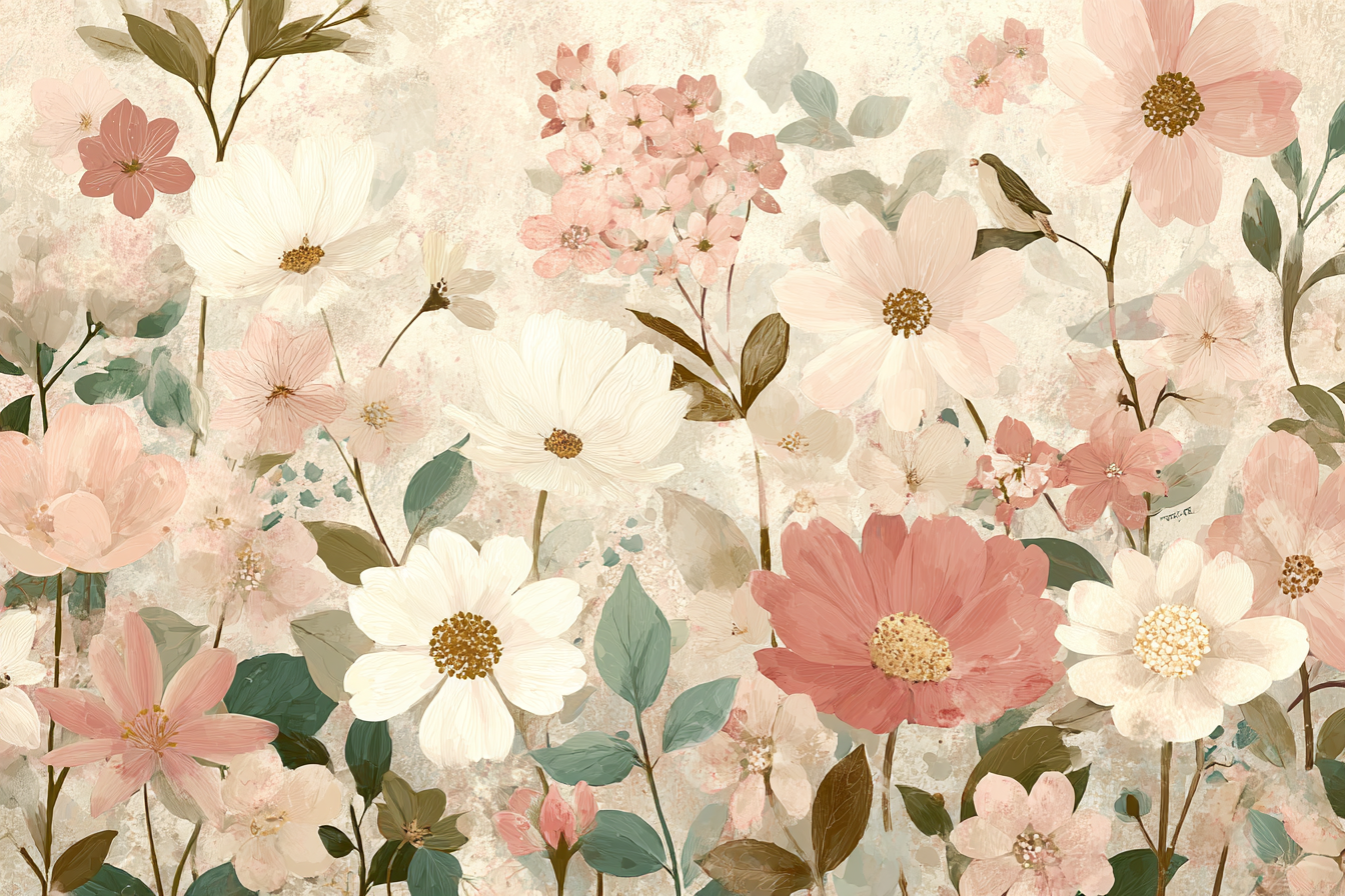 Blumendesign Mit Blumen Und Blaettern In Pastellfarben | Romantisch und Landhaus | Einrichtungsstile