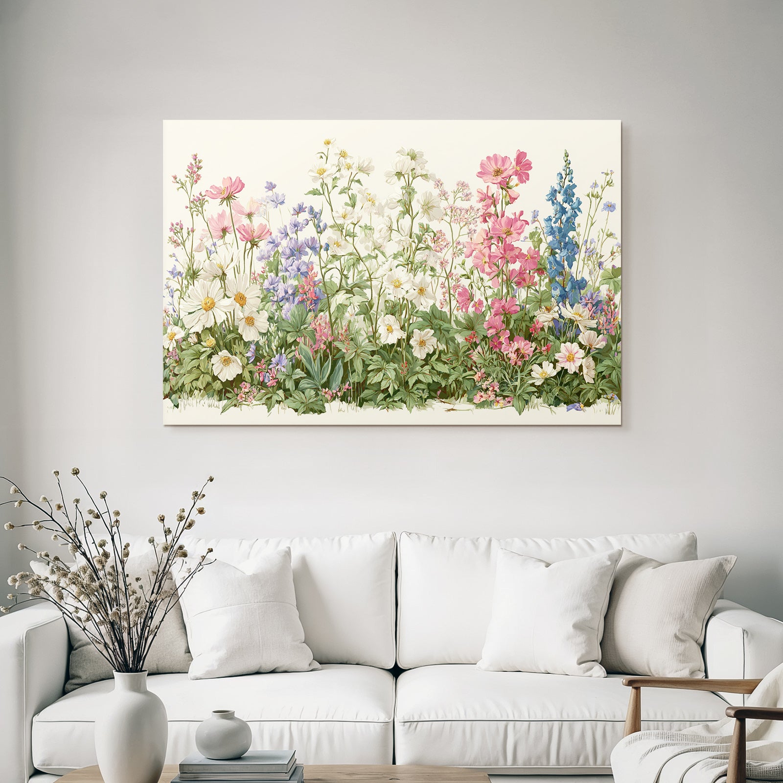 Blumenmuster Illustration Blumen In Verschiedenen Farben Beige Hintergrund