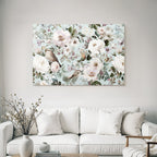 Blumenmuster Mit Voegeln Auf Blauem Hintergrund