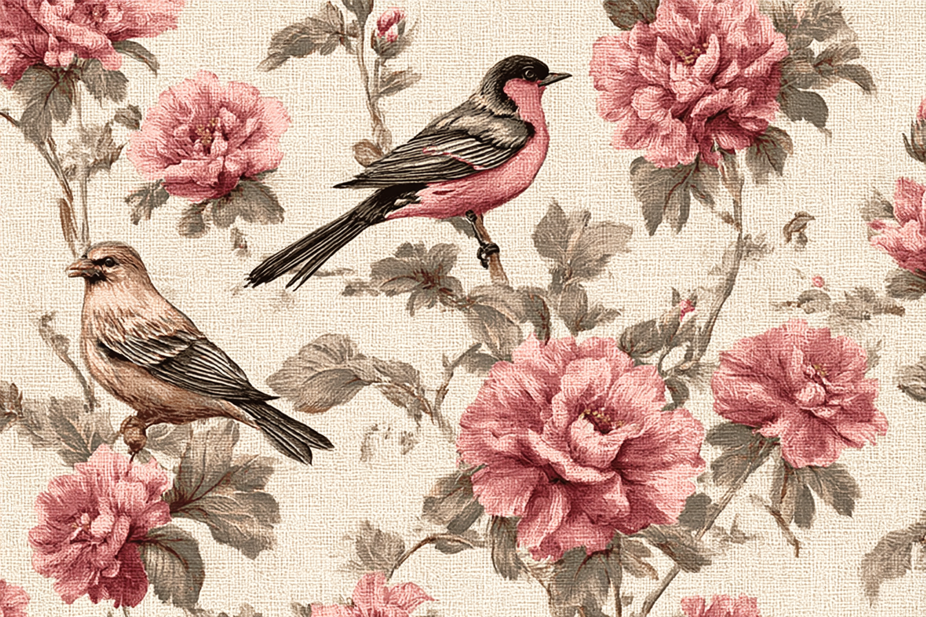 Floral Pattern Mit Voegeln Und Rosa Blumen | Romantisch und Landhaus | Einrichtungsstile