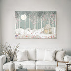 Winterlandschaft Mit Huette Baeume Und Blumen