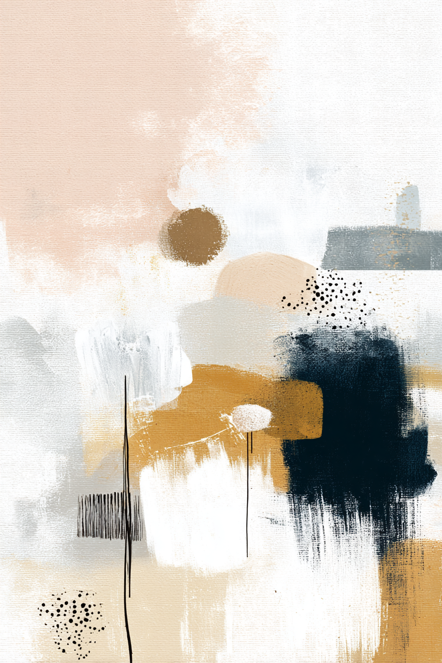 Skandenavisch Moderne Abstrakte Malerei Digitale Kunst Erdtoene Geometrische Formen Textures | Skandinavisch | Einrichtungsstile