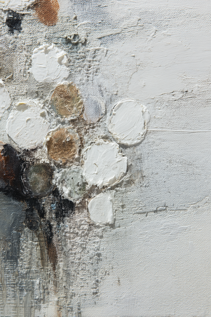 Nahaufnahme Von Abstrakter Malerei Mit Texturen In Neutralen Farben | Skandinavisch | Einrichtungsstile