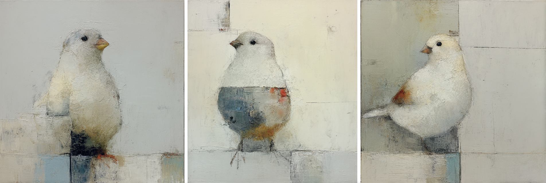 Abstract Vogel Triptychon | Skandinavisch | Einrichtungsstile
