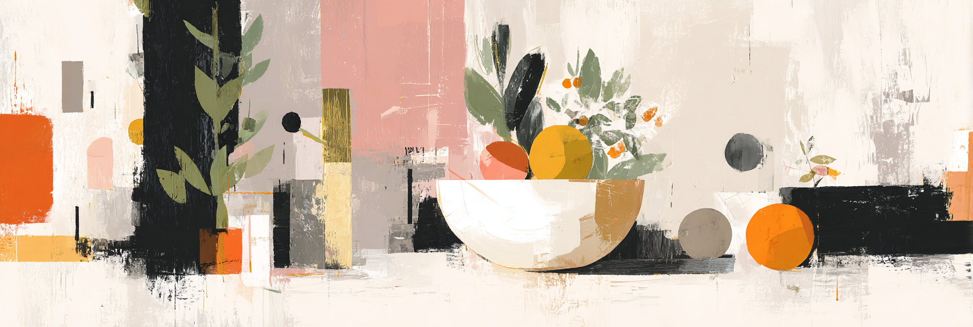 Abstracte Kunstwerk Mit Obst Und Geom Shape | Skandinavisch | Einrichtungsstile