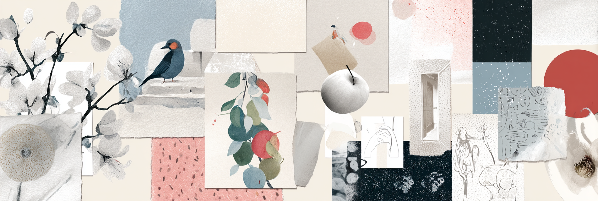 Collage Kuenstlerische Elemente Illustration Texturen Farben | Skandinavisch | Einrichtungsstile
