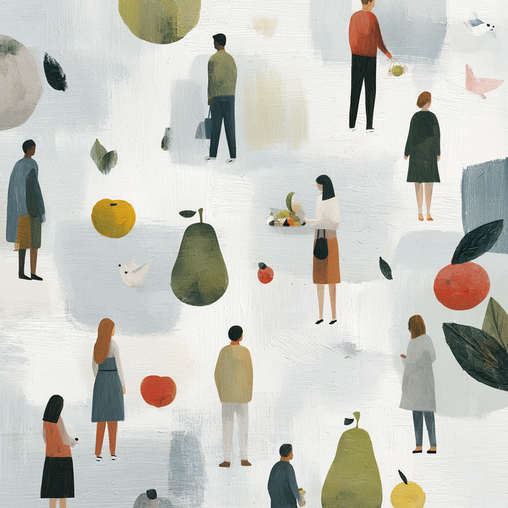 Skandenavisch Menschen Und Obst Illustration | Skandinavisch | Einrichtungsstile
