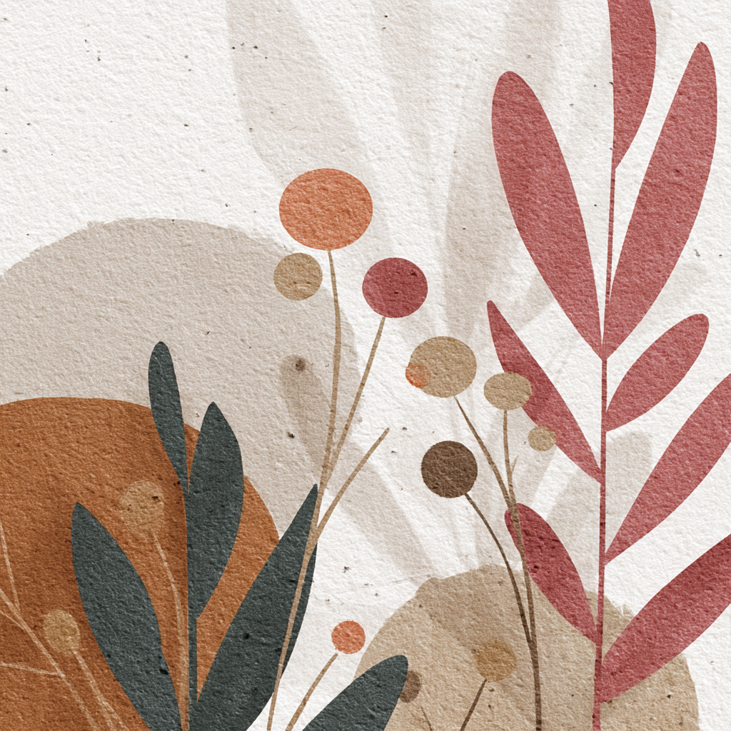 Skandenavisch Stilisierte Blumenillustration Sanfte Farbpalette | Skandinavisch | Einrichtungsstile