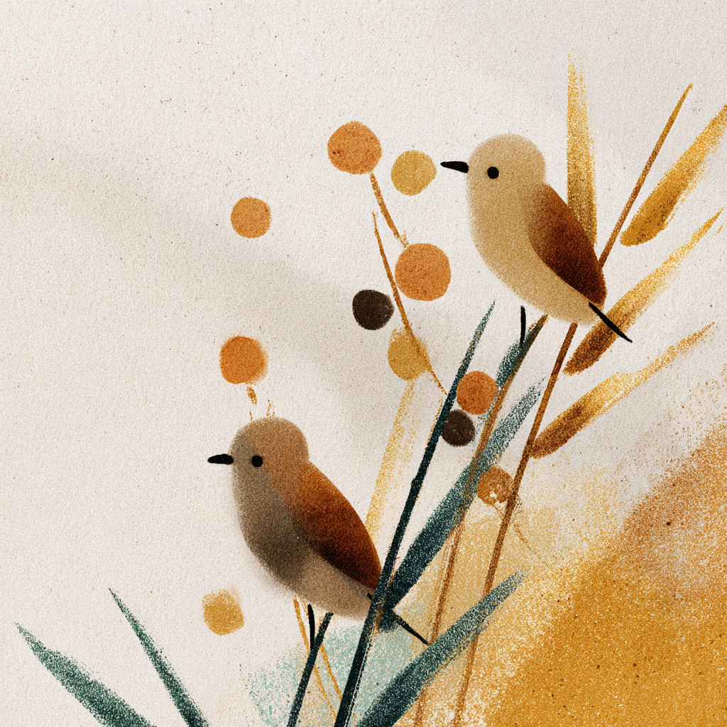 Skandenavisch Voegel Unter Blaettern Illustration | Skandinavisch | Einrichtungsstile