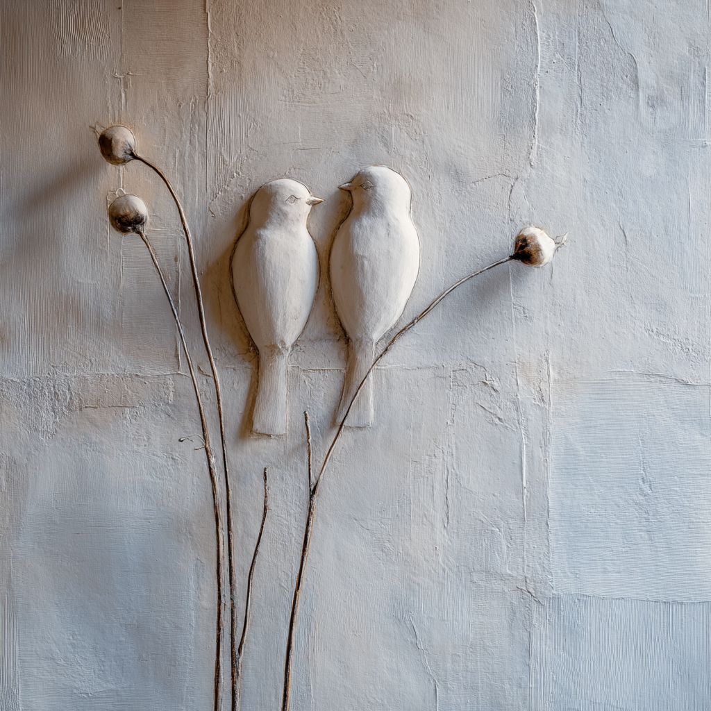 Skandenavisch Wandkunst Vogel Skulpturen Trockenpflanzen | Skandinavisch | Einrichtungsstile