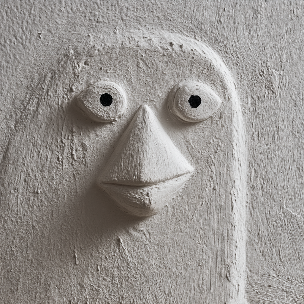 Skandenavisch Weisser Strukturierter Wand Mit Skulptiertem Gesicht | Skandinavisch | Einrichtungsstile