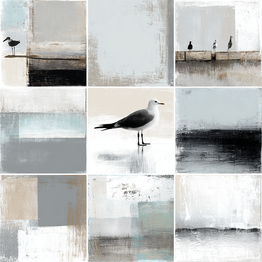 Abstrakte Kunst Voegel Collage | Skandinavisch | Einrichtungsstile