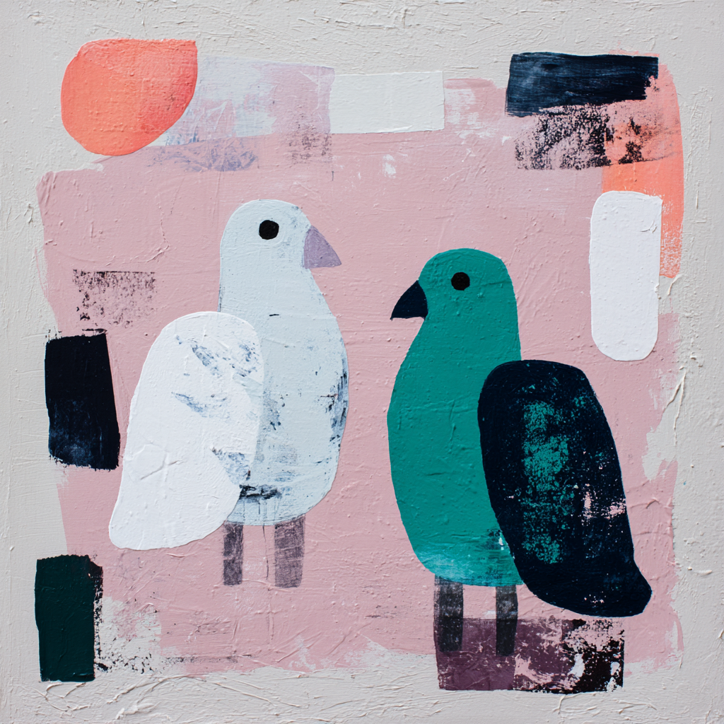 Abstrakte Vogel Kunst Weiche Farben | Skandinavisch | Einrichtungsstile