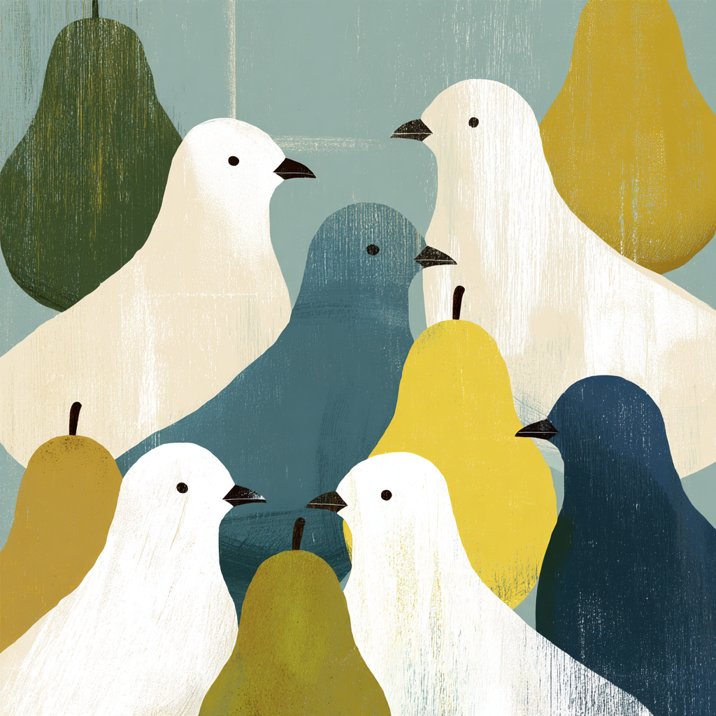 Voegel Und Birnen Illustration | Skandinavisch | Einrichtungsstile