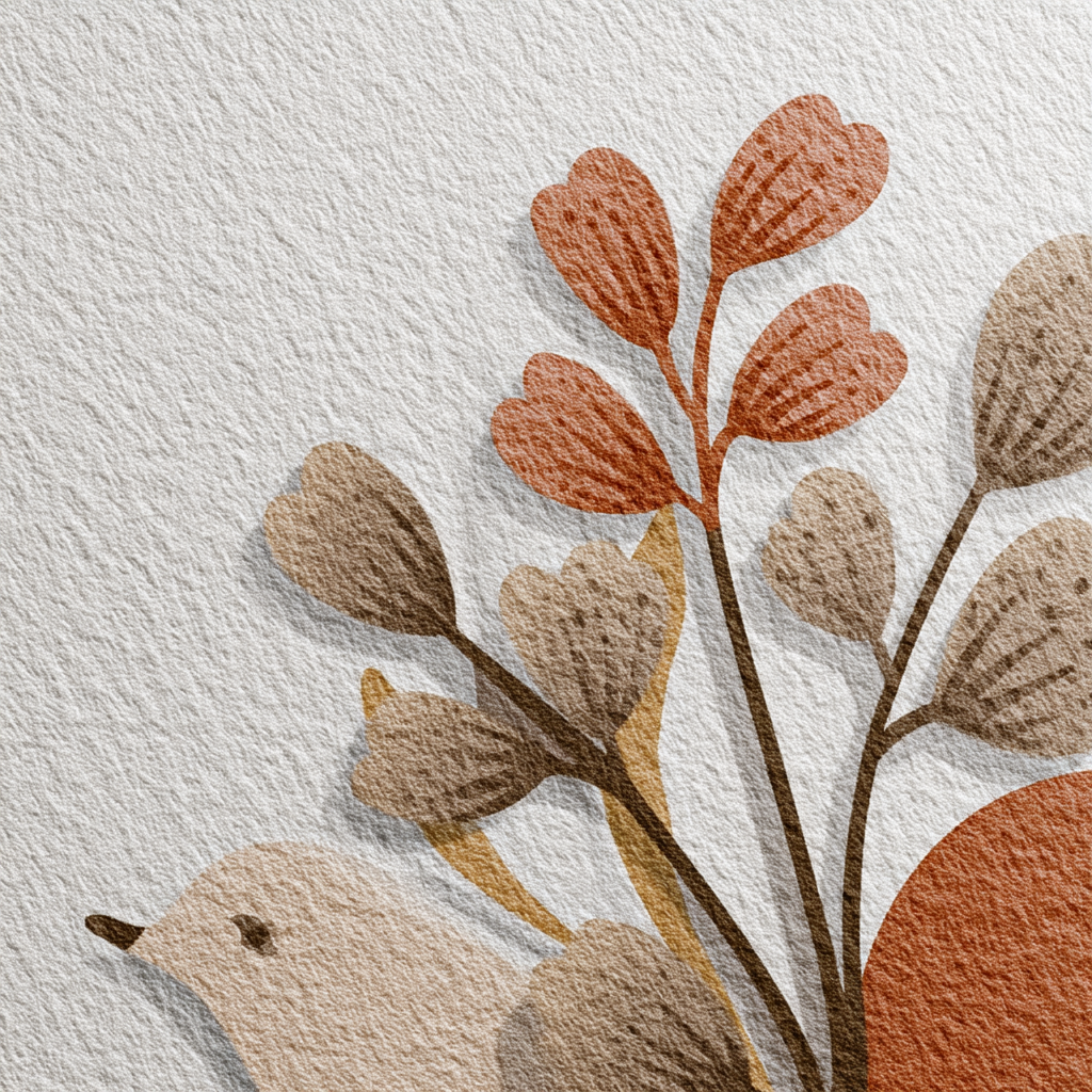 Vogel Und Laub Aquarell Illustration | Skandinavisch | Einrichtungsstile
