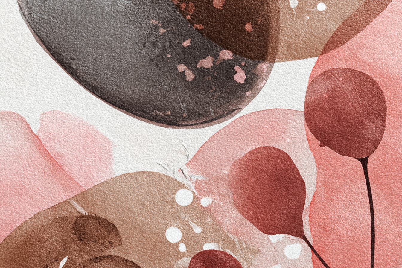 Abstrakte Aquarellformen In Rosa Braun Schwarz | Skandinavisch | Einrichtungsstile