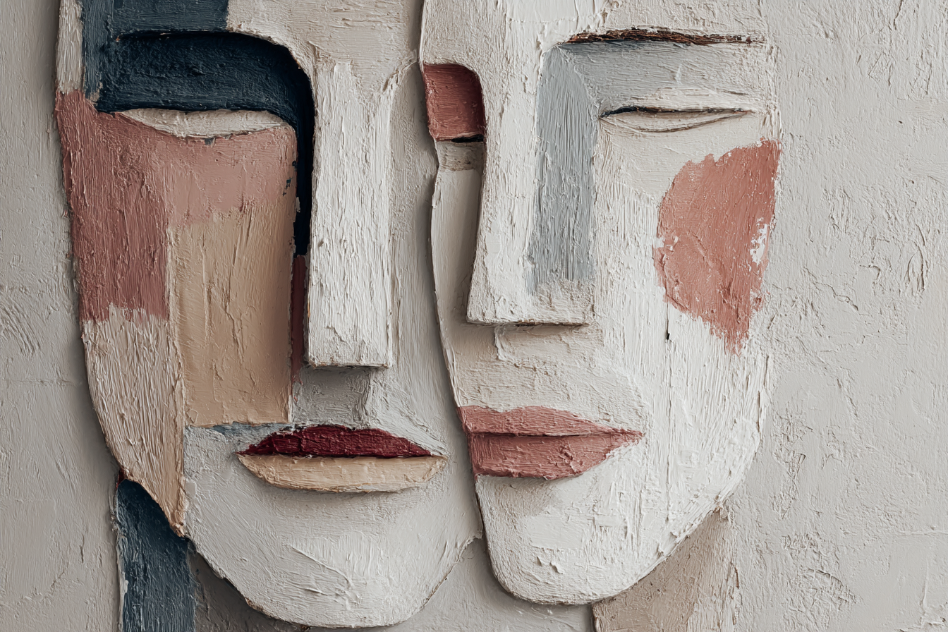 Abstrakte Gesichter Texturiert Kunstwerk | Skandinavisch | Einrichtungsstile