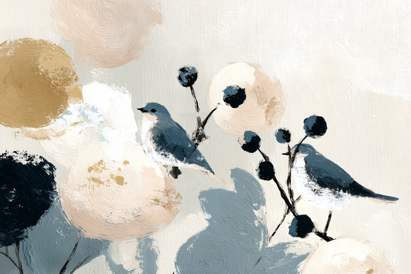 Voegel Blumen Abstract | Skandinavisch | Einrichtungsstile