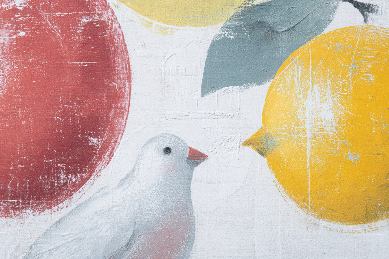 Weiss Vogel Rot Gelb Kreis | Skandinavisch | Einrichtungsstile