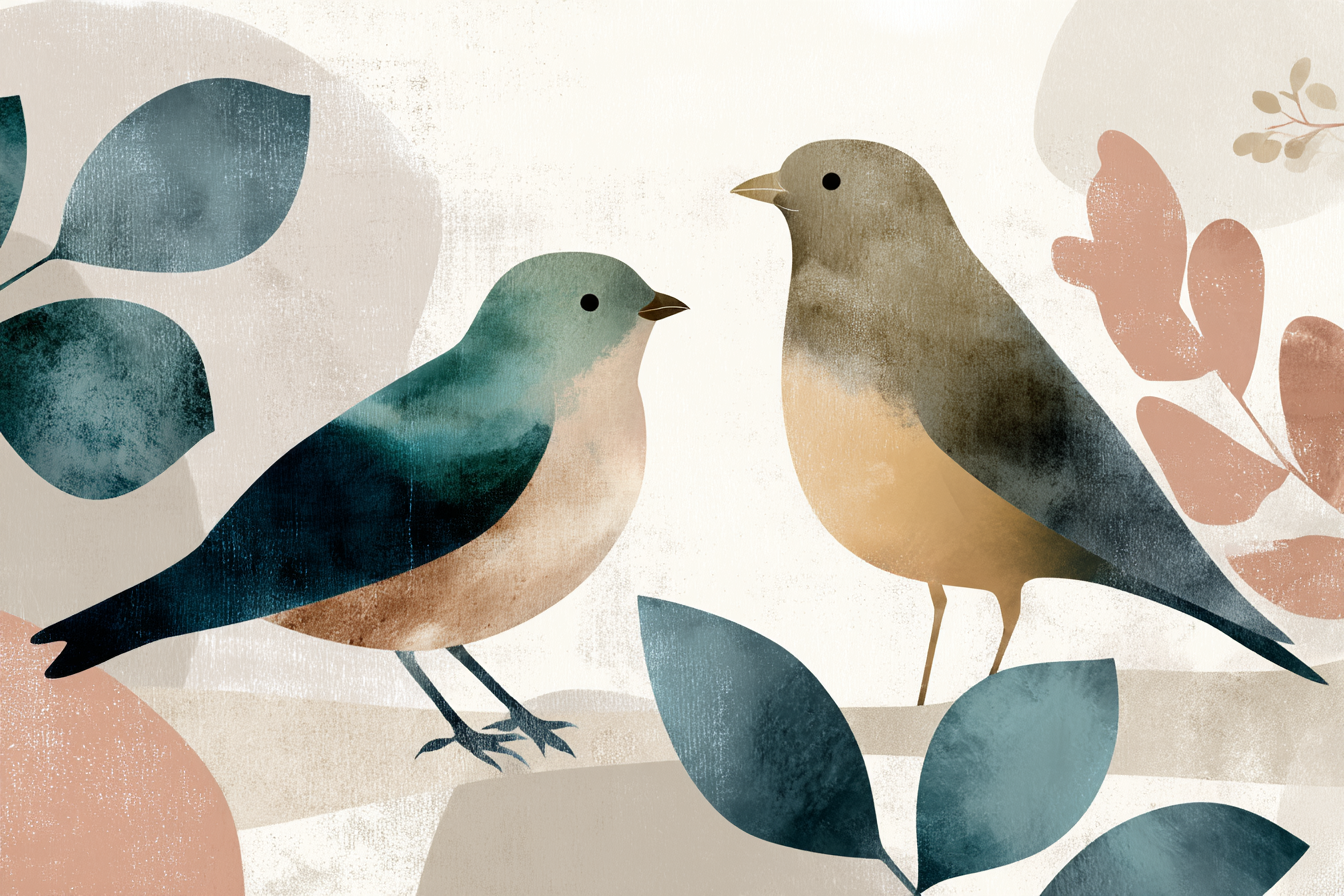 Zwei Abstrakte Vogel | Skandinavisch | Einrichtungsstile