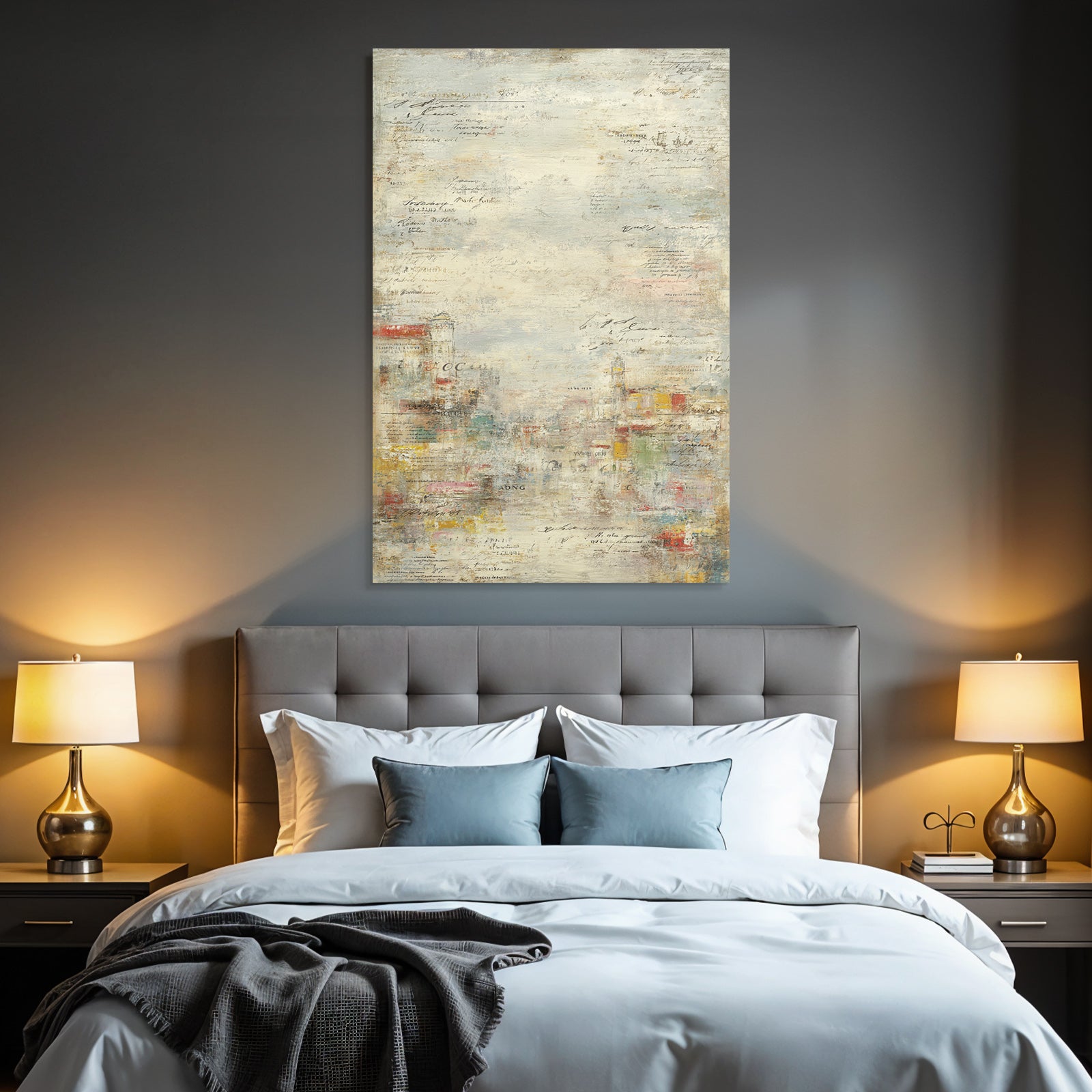 Vintage and shabby abstract art with textures and colorful elements