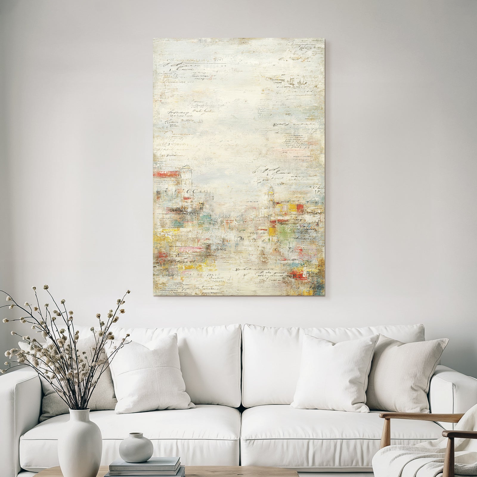 Vintage and shabby abstract art with textures and colorful elements