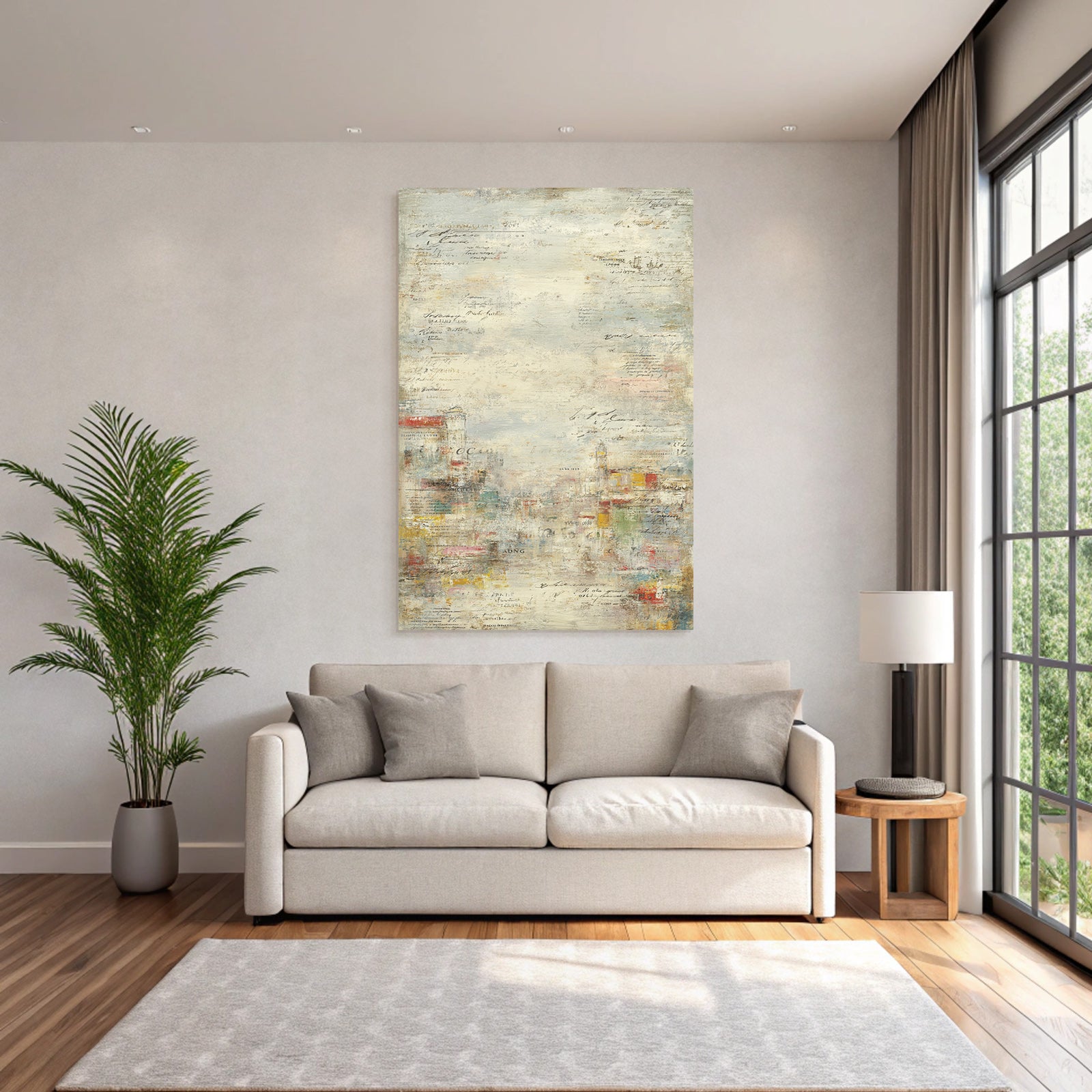 Vintage and shabby abstract art with textures and colorful elements